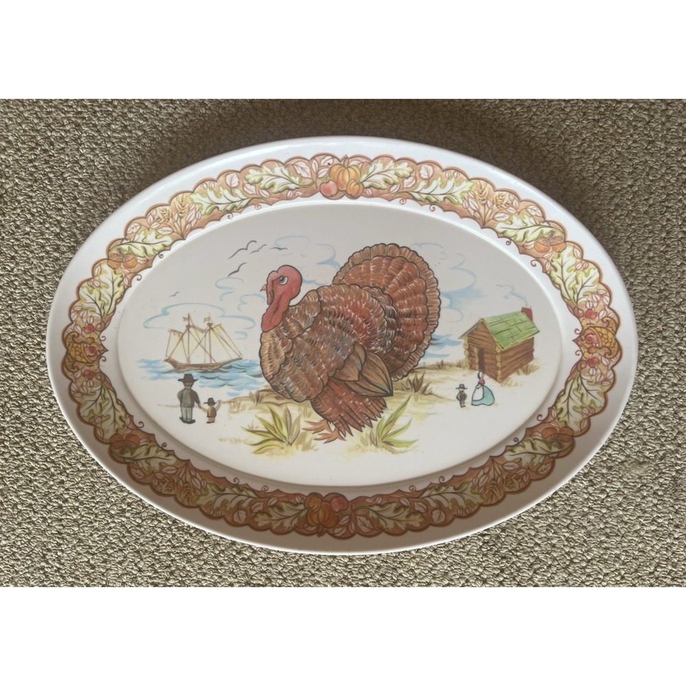 Vintage Brookpark‎ Turkey Platter Melamine 21x15 Thanksgiving Serving Tray
